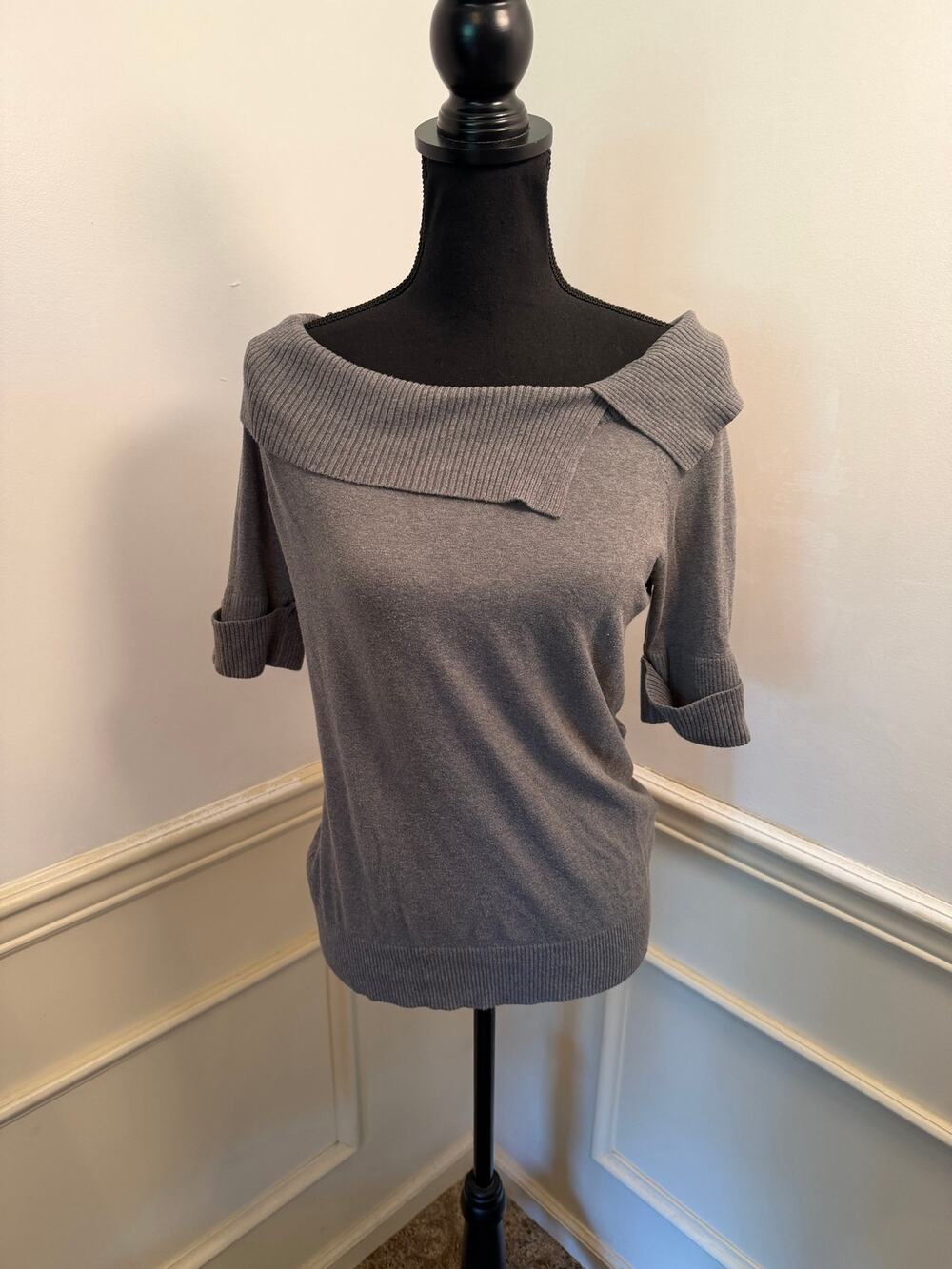 Banana Republic Luxury Silk Blend Asymmetrical Foldover Neck Knit Top Capsule